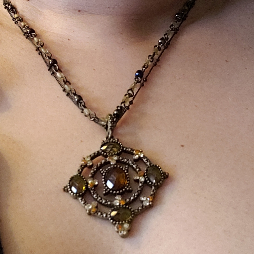 Dark Necklace with multicolored stones